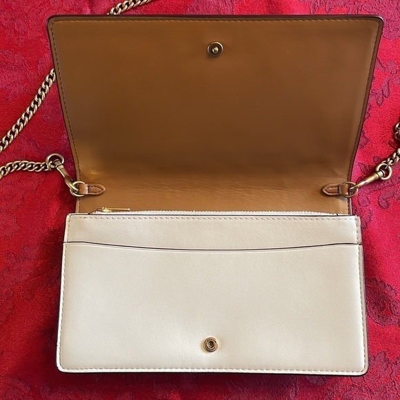 Brand New Genuine Leather Coach Chalk Flower Metal Studded Chain Crossbody Purse - Picture 15 of 16